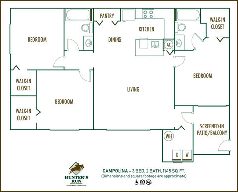 3 Bed 2 Bath Floor Plan at Hunters Run, Middleburg, FL